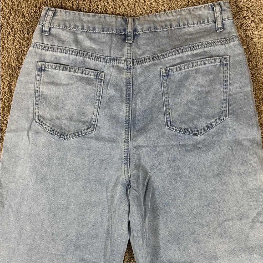 Yozy Blue Star Patch Women High Waist Wide Leg Jeans SKU1411 - Picture 14 of 16